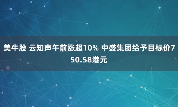 美牛股 云知声午前涨超10% 中盛集团给予目标价750.58港元